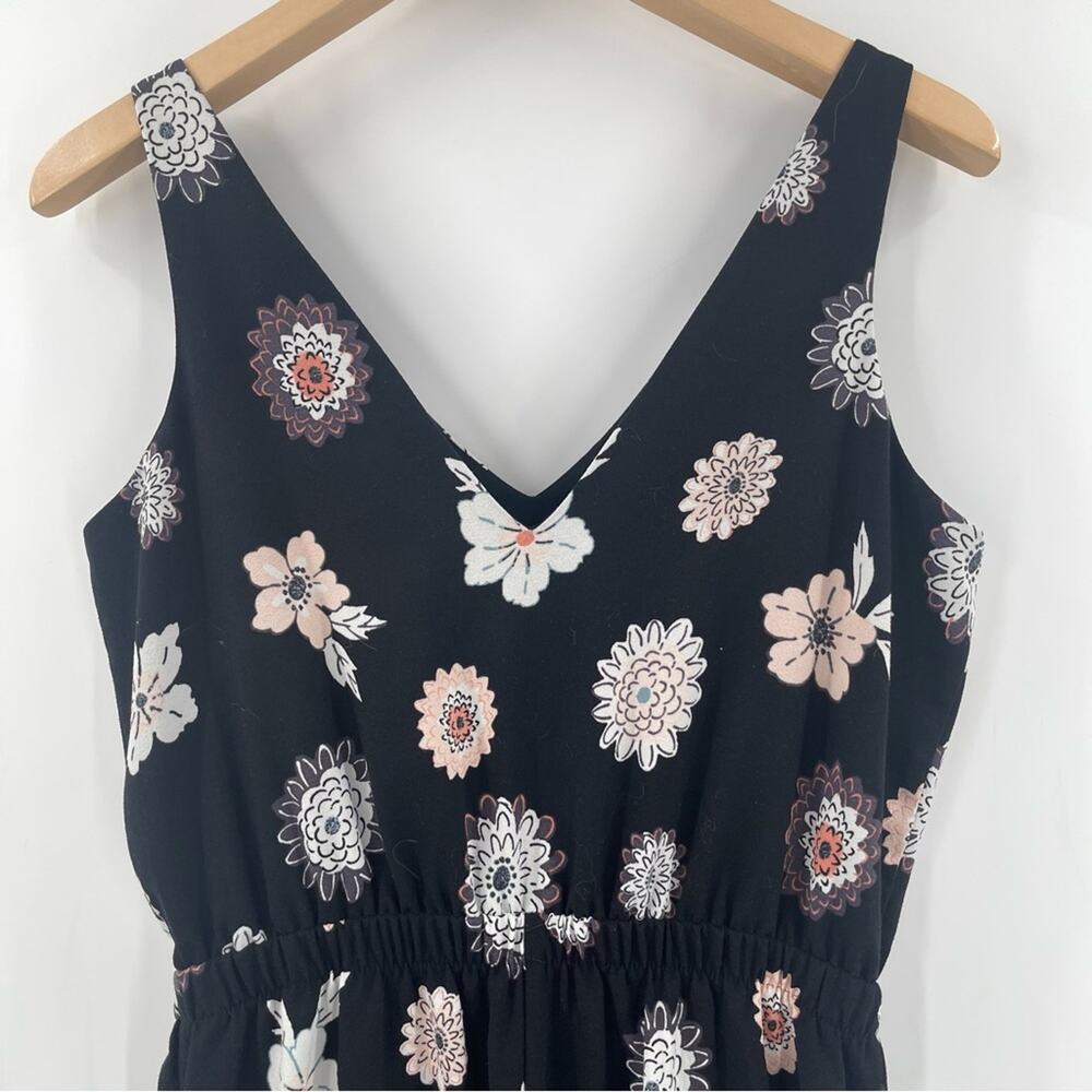 ANN TAYLOR LOFT Outlet Jumpsuit Size Extra Small Black Bloom Floral Office Work - Picture 6 of 12